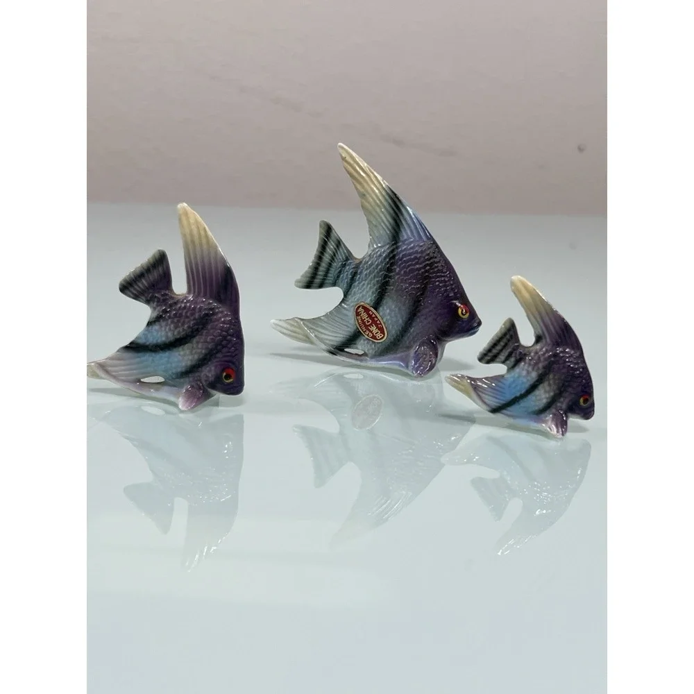 Vintage Bone China Japan Angelfish Figurines Set of 3